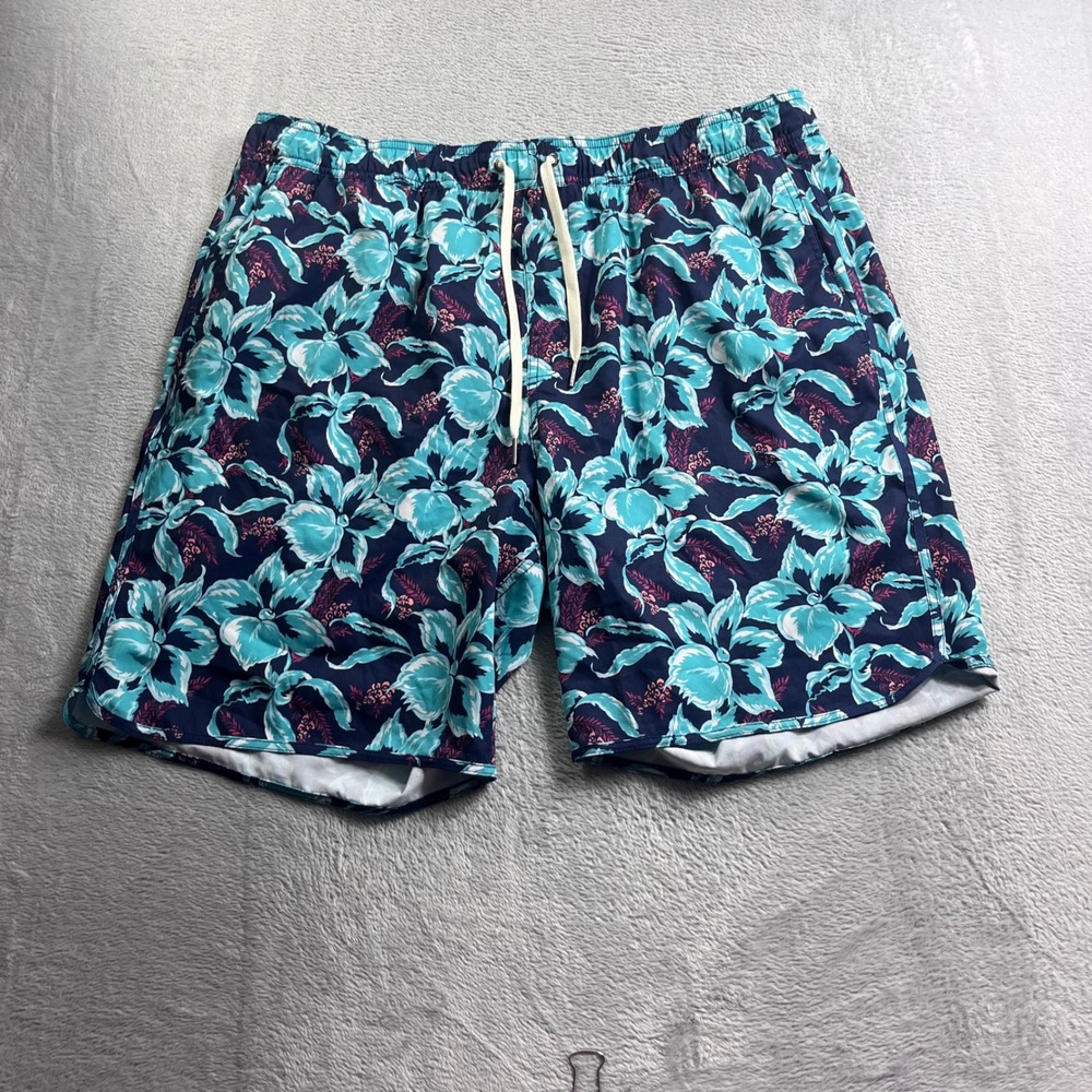 Fair Harbor Mens 2X Tropical Floral Board Shorts Navy Teal Swim Trunks